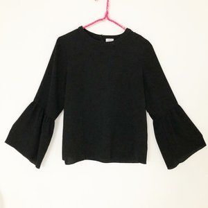 Aritzia Wilfred Silk Flare Bell Sleeve Black Top
